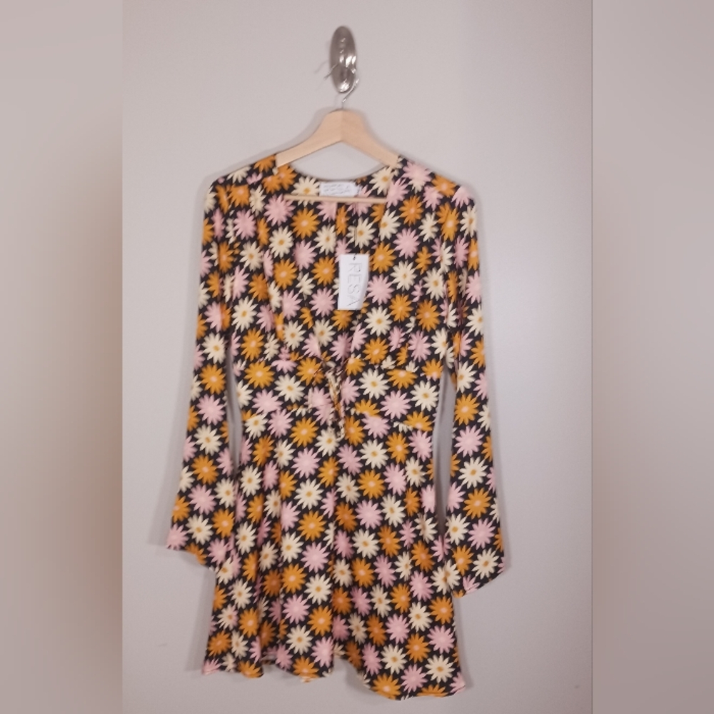 RESA 70's Style Retro Floral Daisy Mini Dress Women's Size M New